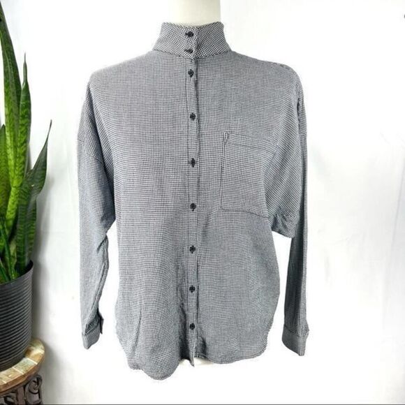 JOIE women’s x-Small XS Houndstooth Button down cotton shirt - Picture 11 of 12